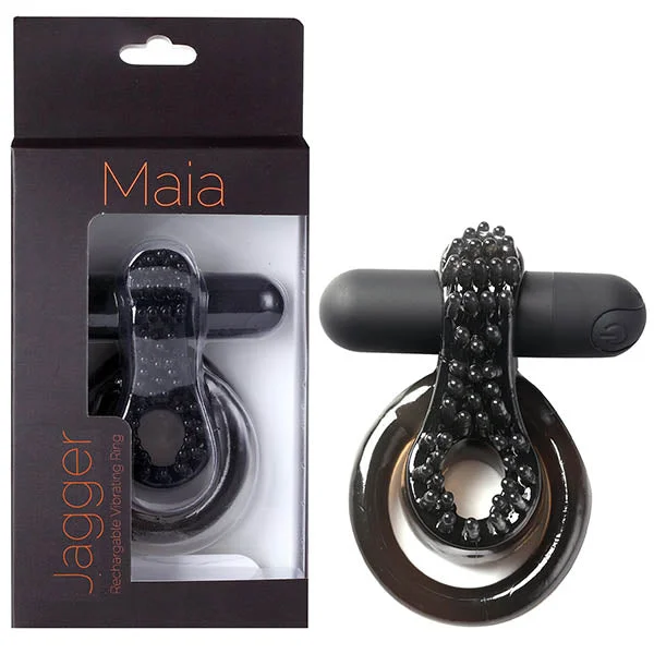 cock ring for stamina-Maia Jagger - Black USB Rechargeable Vibrating Cock & Ball Ring