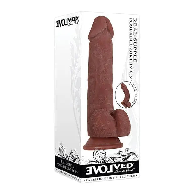 dildo length benefits-Evolved Real Supple Poseable Girthy 8.5” TPE Rubber Dildo with Suction Cup Base