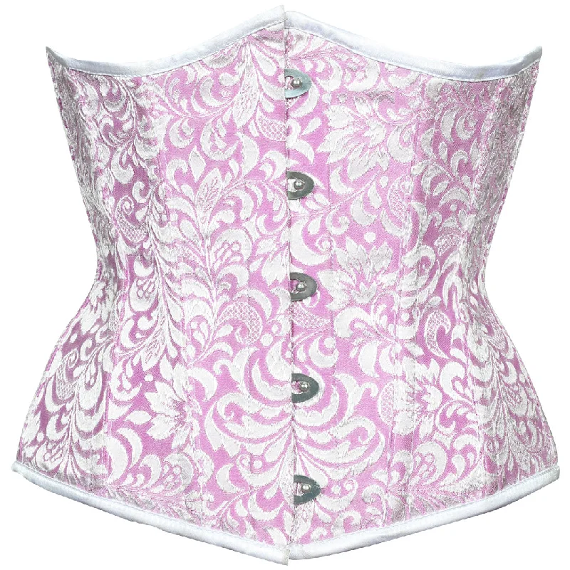 Corset with front buckles-Light Pink Authentic Steel Boned Waist Reducing Underbust Corset