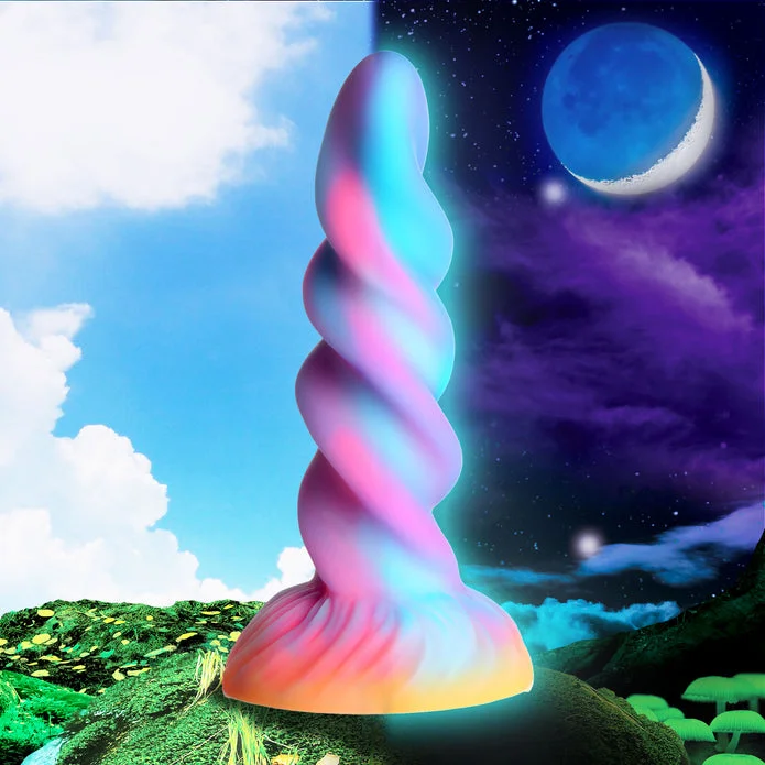 dildo vibration tools-Moon Rider Glow-in-the-Dark Unicorn Silicone Creature Dildo