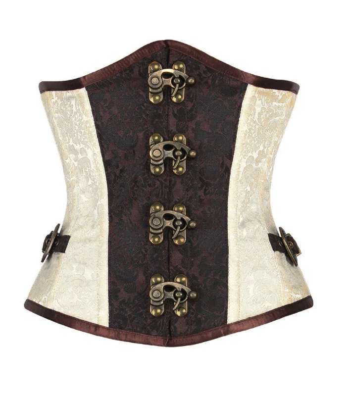 Corset with silver studs-Steampunk waist reducing underbust corset