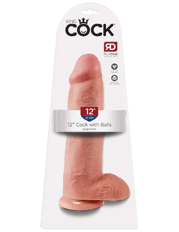 dildo limited resources-King Cock 12 inches with Balls Flesh Beige Dildo Real Deal RD