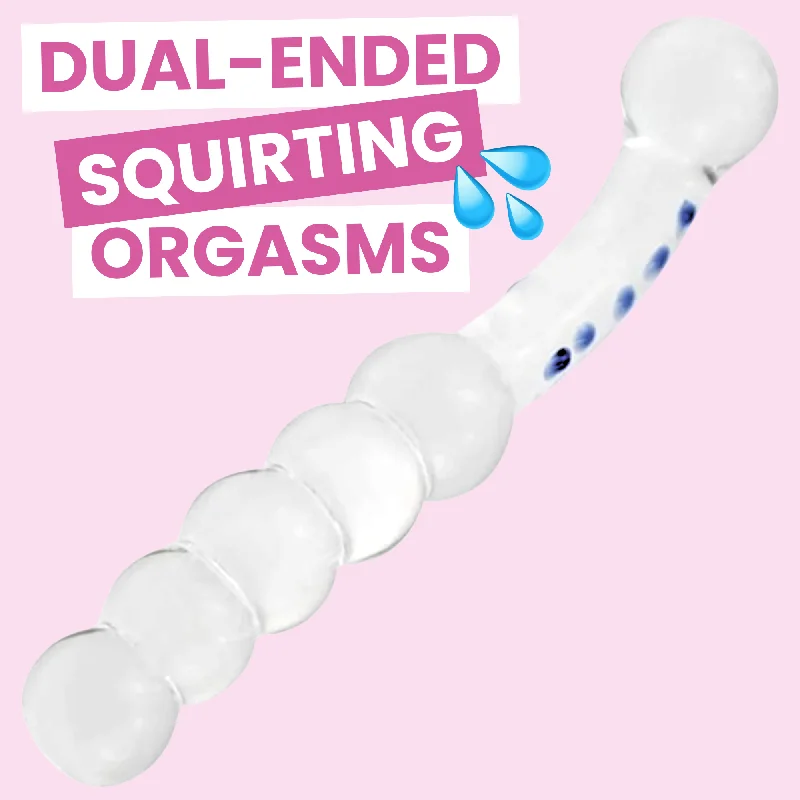 dildo realism testimonials-Dual-Ended Beaded G-Spot/P-Spot Glass Dildo