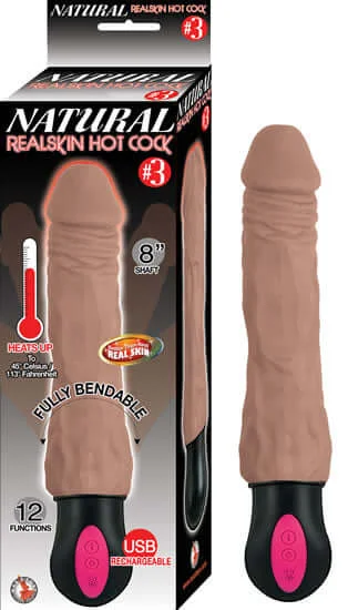 dildo ergonomic innovations-Revel in Realistic Heat with the Natural Realskin Hot Cock No. 3 Vibrating Dildo