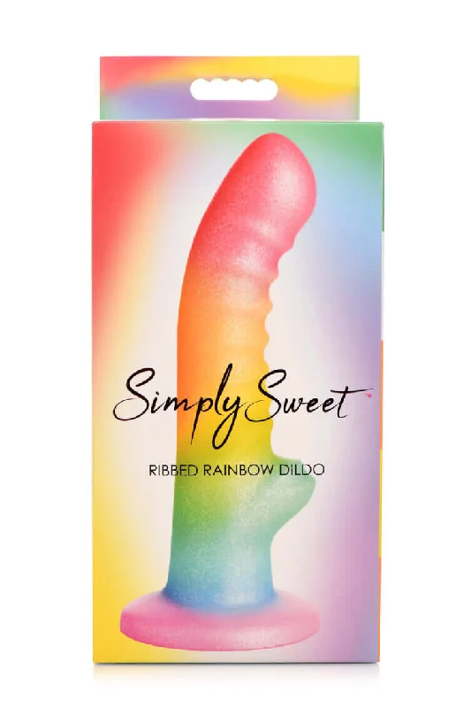 dildo suction accessories-Introducing the Simply Sweet 6.5 Inches Ribbed Rainbow Dildo from Curve Novelties - A Candy Colored Delight!