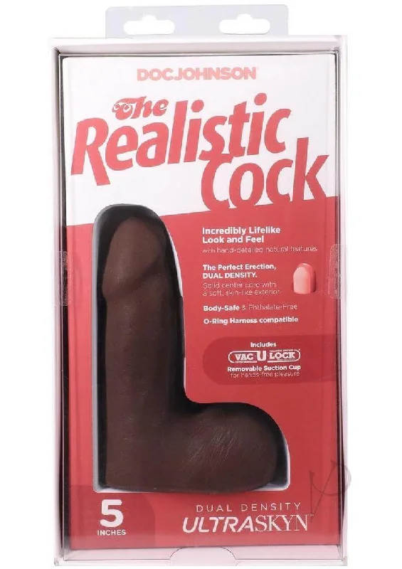 dildo aesthetic choices-The Realistic Cock 5 Inches ULTRASKYN Vac-U-Lock Dildo with Balls – Chocolate