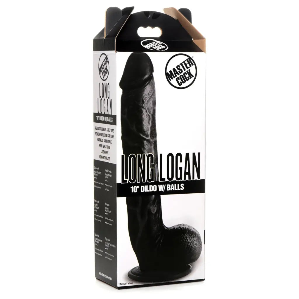 dildo comfort tutorials-Master Cock Long Logan 10" Dildo with Balls