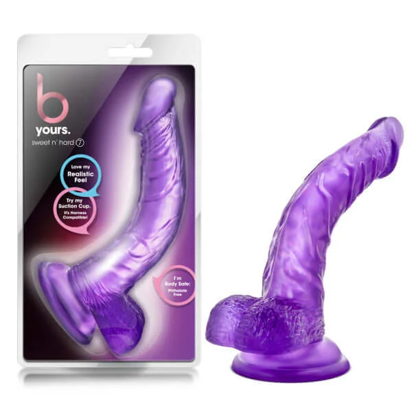 dildo brand comparisons-B Yours Sweet N Hard 7 Purple Realistic Dildo