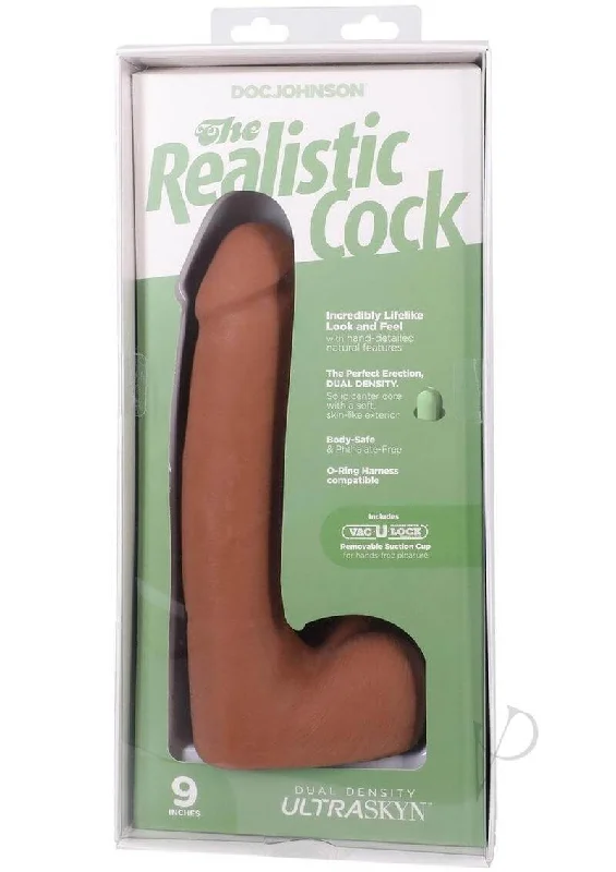 dildo vibration tutorials-The Realistic Cock 9-Inch ULTRASKYN Vac-U-Lock Dildo with Balls – Phthalate-Free, Body-Safe Caramel