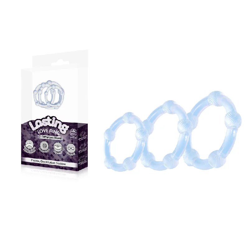 cock ring fitting tips-Lasting Love Ring 3 Piece Set - Clear - Clear Beaded Cock Rings - Set of 3 Sizes