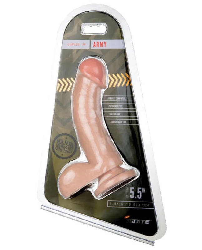 dildo safety ratings-Major Dick Curved W/balls & Suction Cup Army