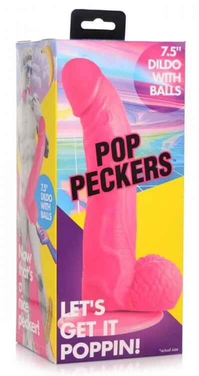 dildo collector tutorials-Pop 7.5 inches Dildo with Balls Pink