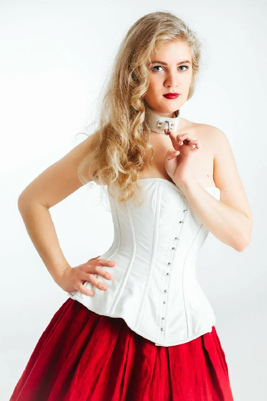 Corset with cotton lining-The Ramona Corset. Bespoke high quality authentic peplum style corset from leather on steel bones