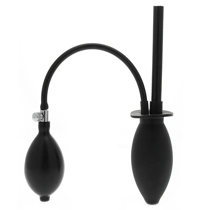 anal toys with smooth finish-Clean Stream Classic Black Inflatable Anal Balloon Butt Plug Douche