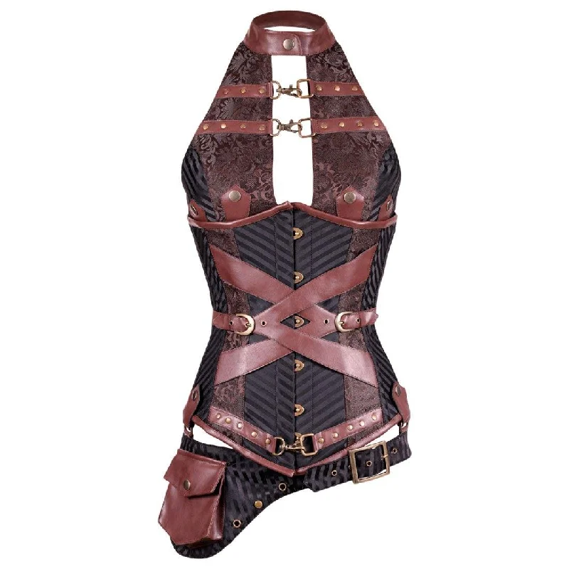 Corset with petite sizes-Eunice Steam Punk Underbust Corset with Halter Bustier