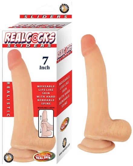 dildo ergonomic guides-Realcocks Sliders 7 inches Flesh Beige Dildo