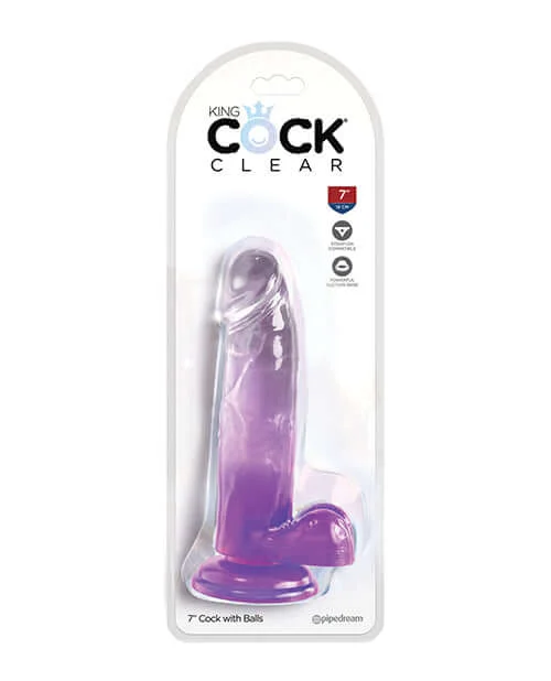 dildo ergonomic comparisons-King Cock Clear Dildo 7 inches with Balls: A Translucent Delight in Purple