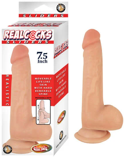 dildo aesthetic guides-Realcocks Sliders 7.5-inch Flesh Beige Dildo: Lifelike Pleasure at Your Fingertips!