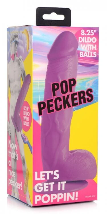 dildo collector accessories-Experience Colorful Ecstasy: Pop Peckers 8.25-Inch Purple Dildo with Suction Cup