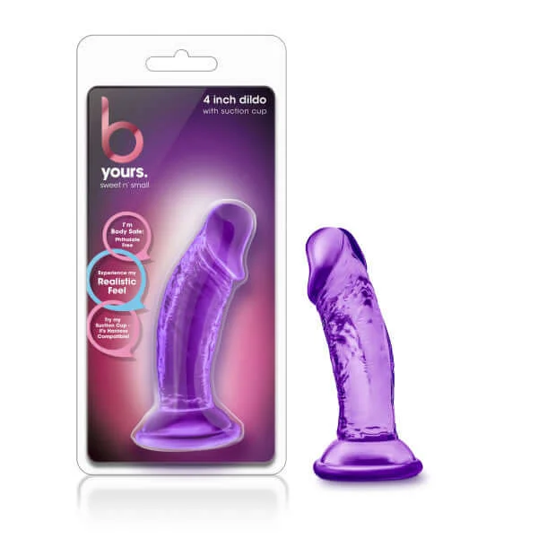 dildo beginner tools-B Yours Sweet N Small 4-Inch Dildo with Suction Cup (Purple)