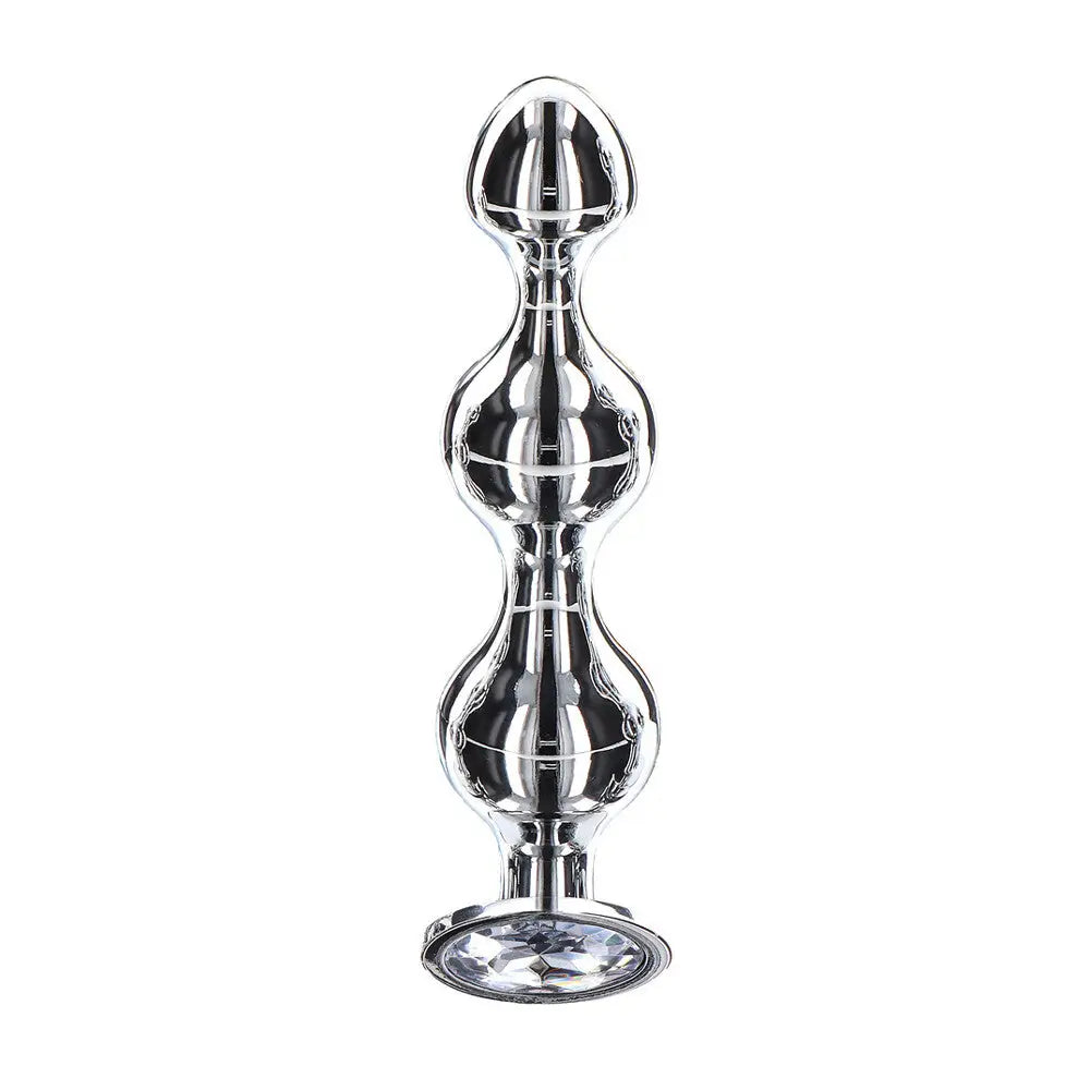 anal toys with soft texture-4.5-inch Toy Joy Stainless Steel Metal Medium Diamond Anal Beads