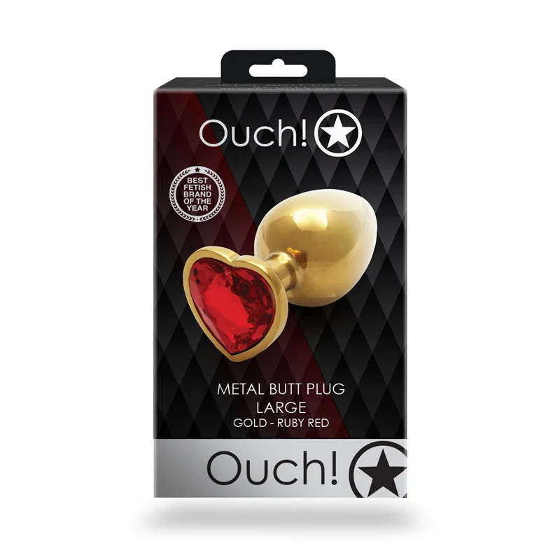 anal toys with flexible shape-OUCH! Heart Gem Gold Butt Plug - Large