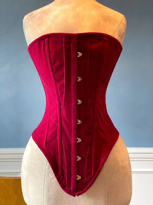 Corset with boning support-Historical pattern Edwardian overbust corset from fake suede. Steelbone custom corset, renaissance, gothic, steampunk, bespoke, victorian