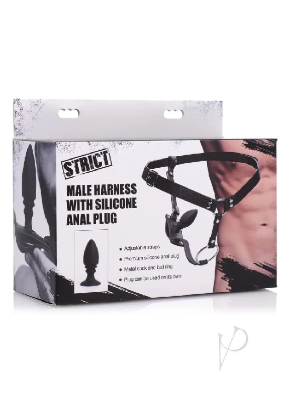 anal toys with long design-Strict Male Harness W/anal Plug