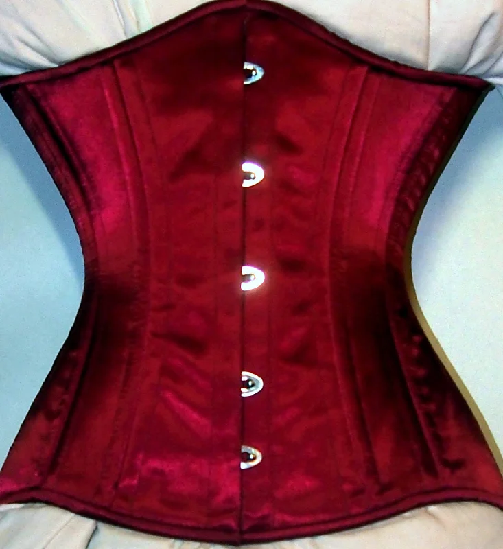 Corset with silk straps-Real double row steel boned underbust corset from satin. Real waist training corset for tight lacing. Black, white, red, pink and other colors