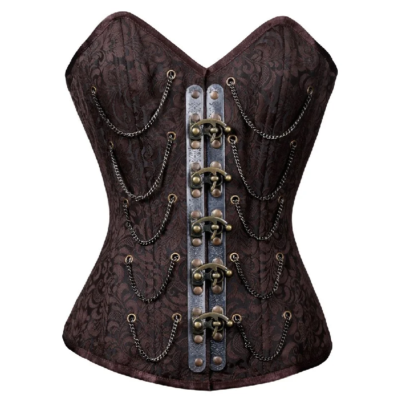 Corset with sequin embellishments-Bertram Authentic Steel Boned Steampunk Waist Training Overbust Corset