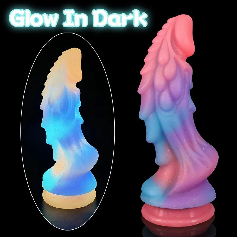 dildo safety comparisons-Colourful Luminous Dildos Huge Dragon Monster