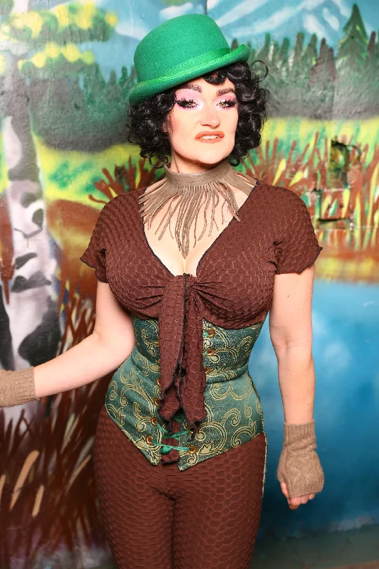 Corset for gothic style-Swallowtail Corset in Clover Swirl Damask #42 - The Bells & Whistles Collection