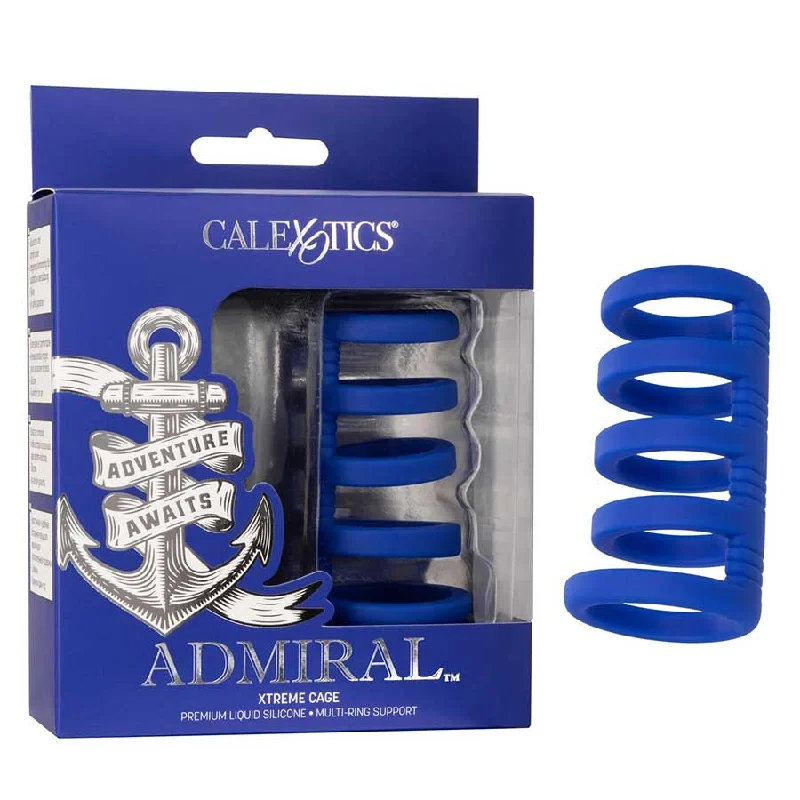 cock ring for stamina benefits guide-Admiral Xtreme Blue Liquid Silicone Cock Cage Ring Combo