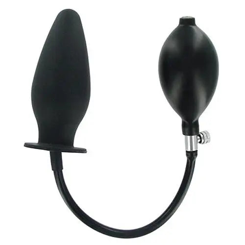 premium silicone anal toys-5-inch Black Inflatable Anal Butt Plug Probe with Hand Pump