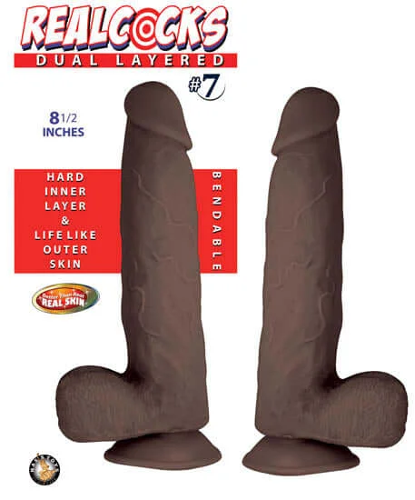 dildo girth manuals-Real Cocks Dual Layered #7 Dark Realistic Dildo - Experience Lifelike Pleasure!