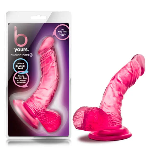 dildo travel tools-Experience Sensational Stimulation with the B Yours Sweet N Hard 8 Pink Realistic Dildo