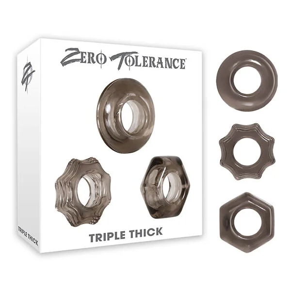 cock ring beginner solutions guide-Zero Tolerance Triple Thick - Smoke Cock Rings - Set of 3