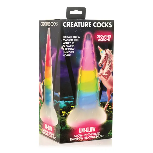 dildo vibration settings-Creature Cocks Uni Glow in the Dark Silicone Dildo