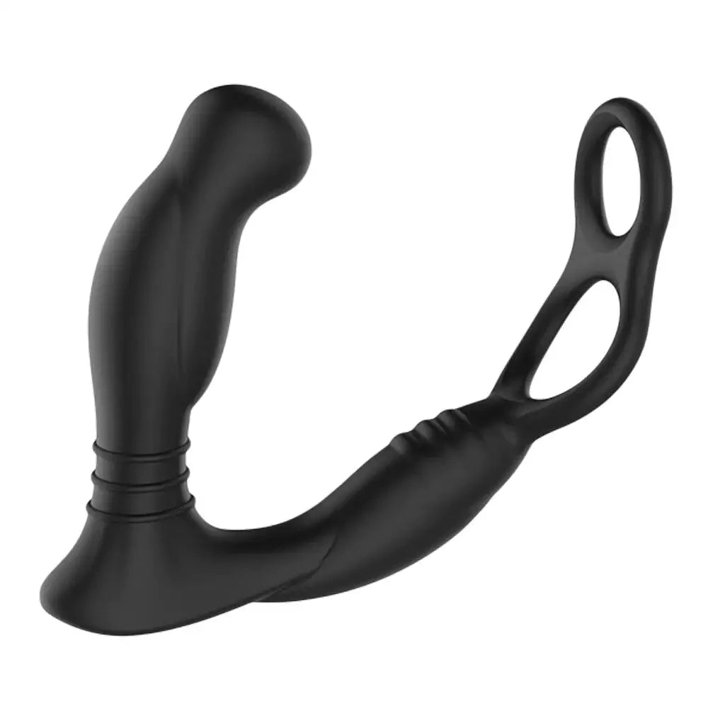 anal toys for couple exploration-Nexus Silicone Black Rechargeable Dual Anal Cock Ring