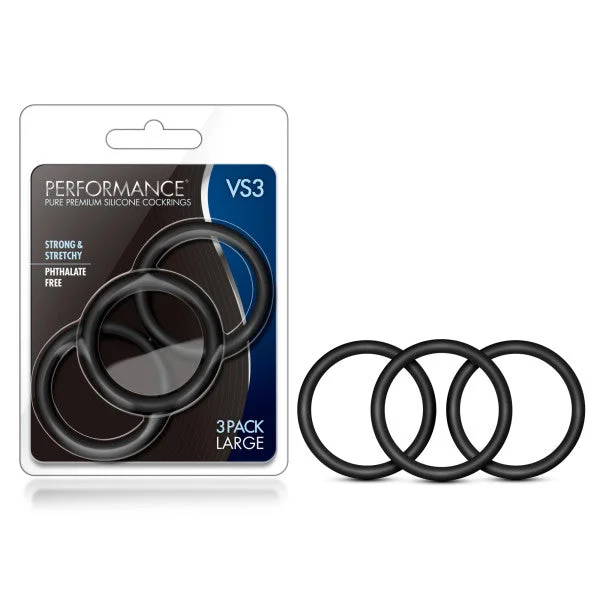 cock ring luxury hacks-Performance VS3 Pure Premium Black Silicone Cock Rings - Large