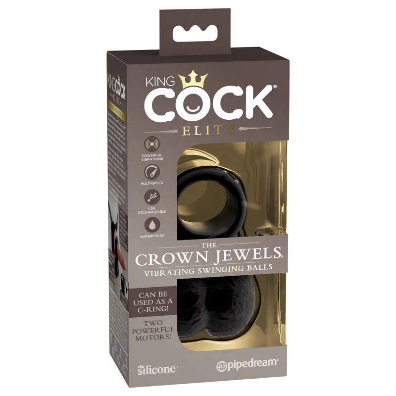 cock ring pros and cons-King Cock Elite Vibrating Silicone Balls Cock Ring - Black