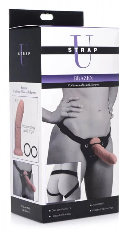 dildo fantasy testimonials-Strap U Charmed 7.5 inches Silicone Dildo with Harness