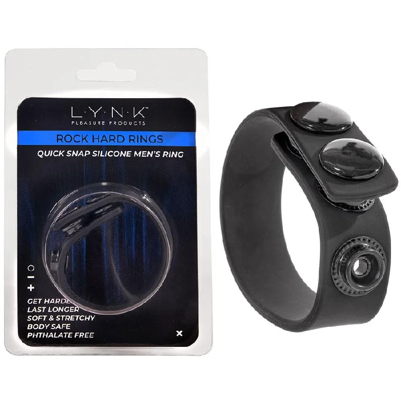 cock ring online reviews guide-Quick 3 Snap Adjustable Black Silicone Cock Ring for Men