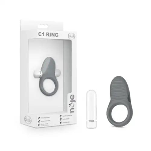 cock ring style guide reviews-Blush Noje C1.Ring Rechargeable Vibrating Silicone Cockring Slate