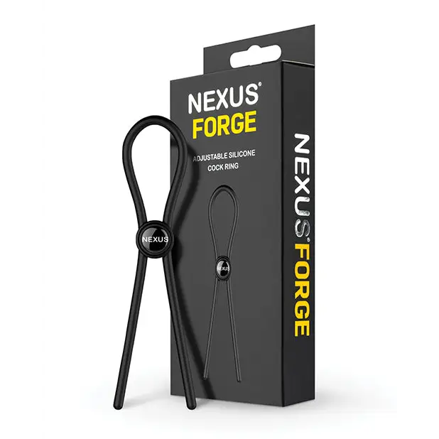 cock ring safety tips-Nexus Forge Adjustable Silicone Lasso Cockring Black