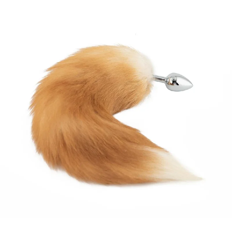 anal toys with bold texture-Orange Metal Fox Anal Tail 16"