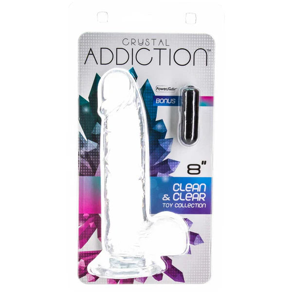 dildo cold trends-Addiction Crystal 8" Clear Dildo with Balls