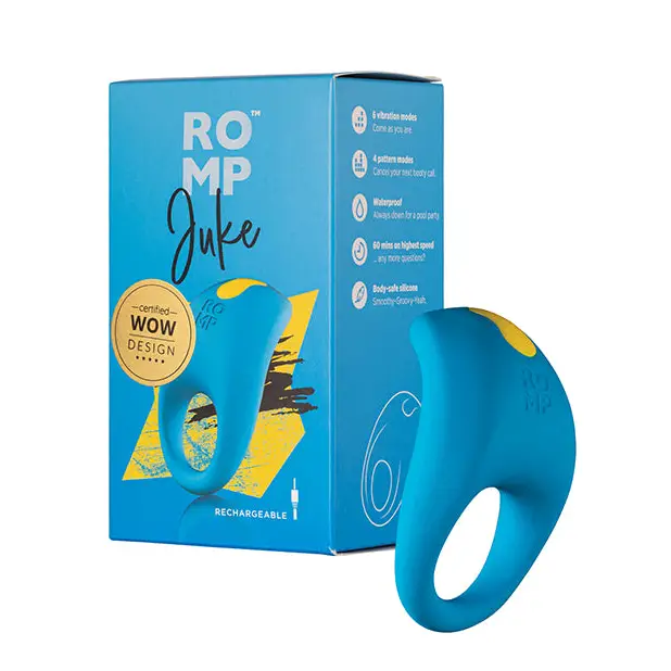 cock ring medical advice-ROMP Juke Blue Rechargeable Silicone Vibrating Cock Ring