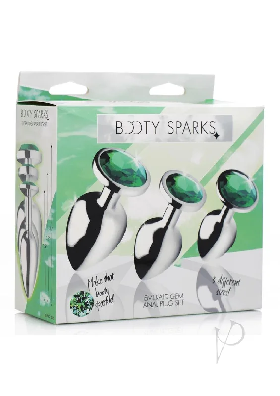 anal toys with sleek shape-Bootysparks Emerald Gem Plug Set