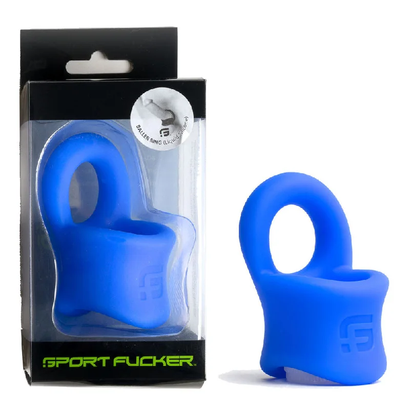 cock ring texture types-Sport Fucker Baller Silicone Cock Ring - Blue